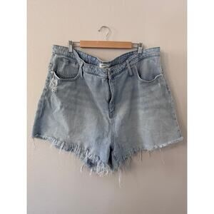Madewell womens size 37 curvy high-rise denim shorts cut-off distressed